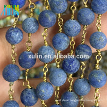 Wholesale Round Gemstone Metal Wire Rosary Beads Chain